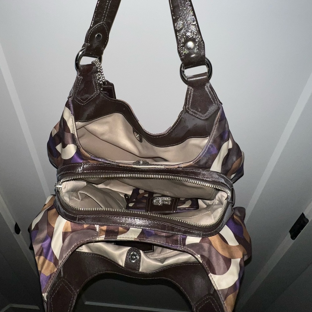 Coach Purple and Brown Patterned Hobo Bag & Wallet - Picture 9 of 11